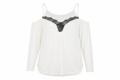 Boohoo Womens Ivory Lace Cold Shoulder Blouse Size 18