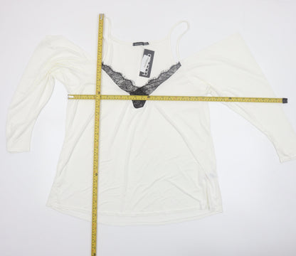 Boohoo Womens Ivory Lace Cold Shoulder Blouse Size 18