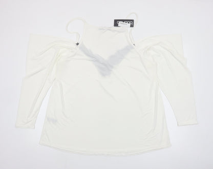 Boohoo Womens Ivory Lace Cold Shoulder Blouse Size 18