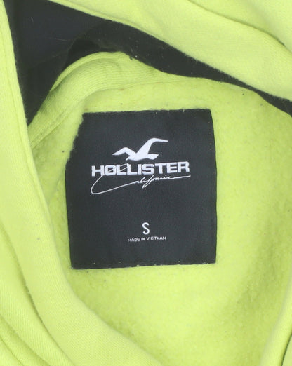 Hollister Men’s Yellow Pullover Hoodie S Fleece Logo Print