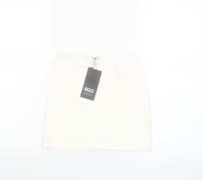 EGO Women's White Size 8 Short Pencil Skirt Polyester Blend