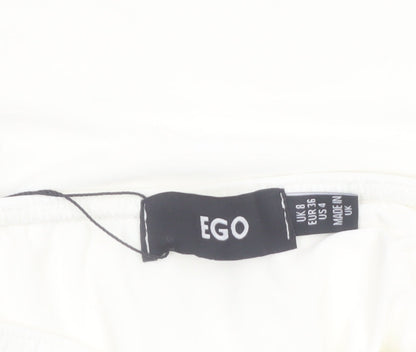 EGO Women's White Size 8 Short Pencil Skirt Polyester Blend