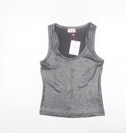 Savida Women Silver Tank Top Size 12 Slim Fit Stretch Jersey