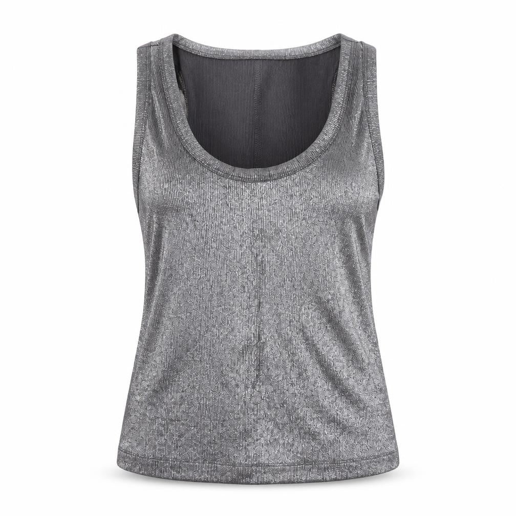 Savida Women Silver Tank Top Size 12 Slim Fit Stretch Jersey