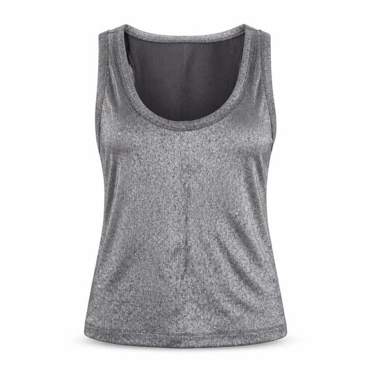 Savida Women Silver Tank Top Size 12 Slim Fit Stretch Jersey