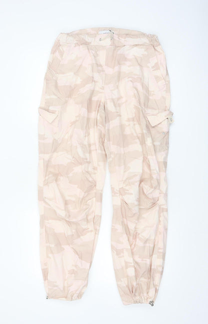 Next Women's Beige Camouflage Cargo Trousers XS Long Cotton