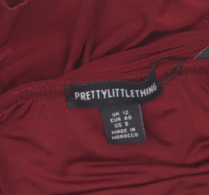 PrettyLittleThing Womens Red Size 12 Ruffle Wrap Mini Skirt