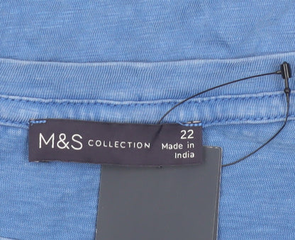 Marks and Spencer Women Blue Cotton Happy Days T-Shirt Size 22