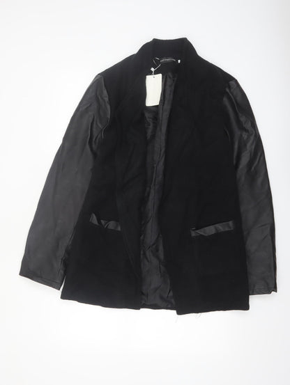 West Street Haku Womens Black Wool Faux Leather Blazer XXL