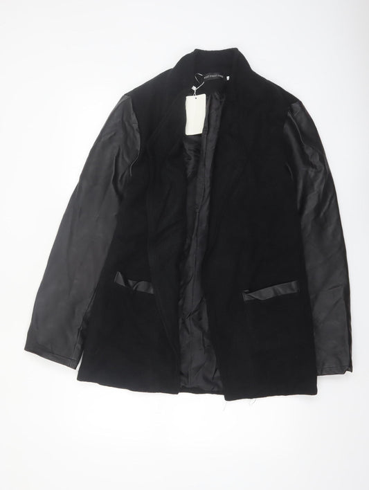 West Street Haku Womens Black Wool Faux Leather Blazer XXL