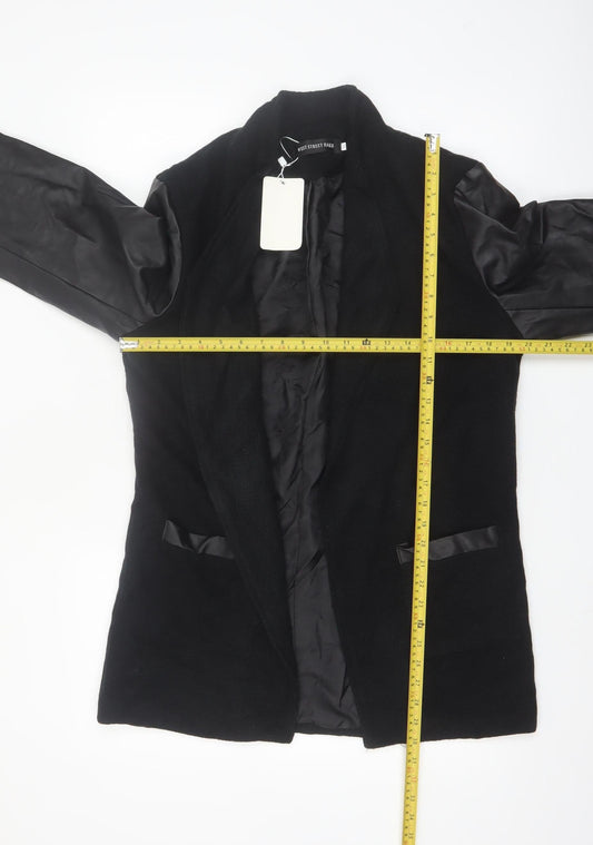 West Street Haku Womens Black Wool Faux Leather Blazer XXL