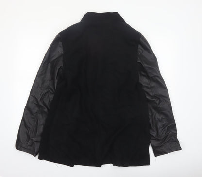 West Street Haku Womens Black Wool Faux Leather Blazer XXL