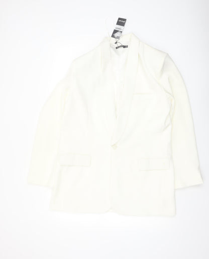 Nasty Gal Women’s White Tuxedo Blazer UK 8 Shawl Lapel