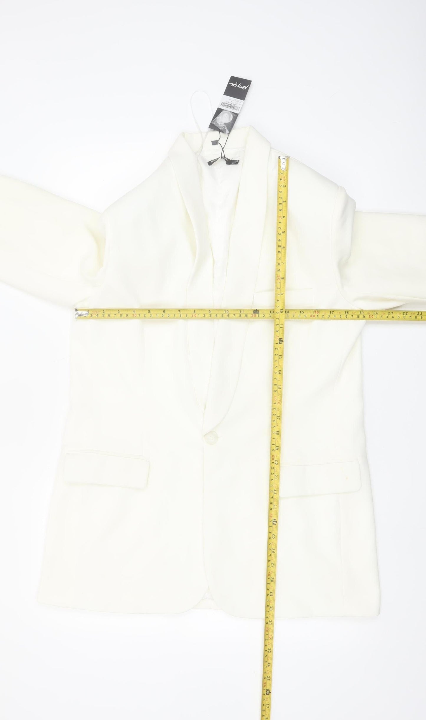 Nasty Gal Women’s White Tuxedo Blazer UK 8 Shawl Lapel
