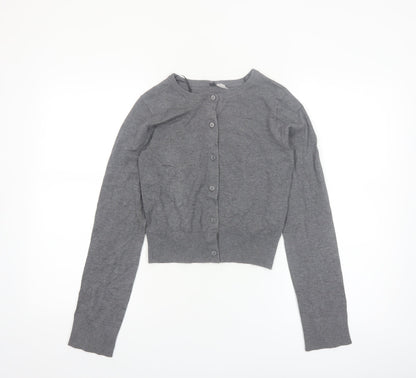 H&M Divided Womens Grey Knit Long Sleeve Cardigan 2XS Slim Fit