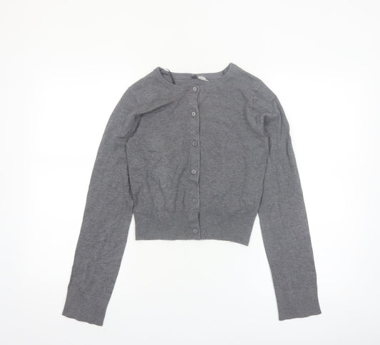 H&M Divided Womens Grey Knit Long Sleeve Cardigan 2XS Slim Fit