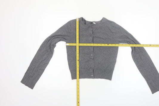 H&M Divided Womens Grey Knit Long Sleeve Cardigan 2XS Slim Fit