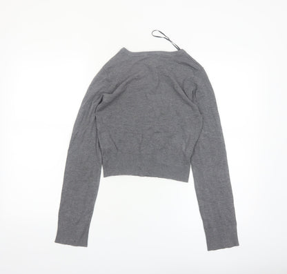 H&M Divided Womens Grey Knit Long Sleeve Cardigan 2XS Slim Fit