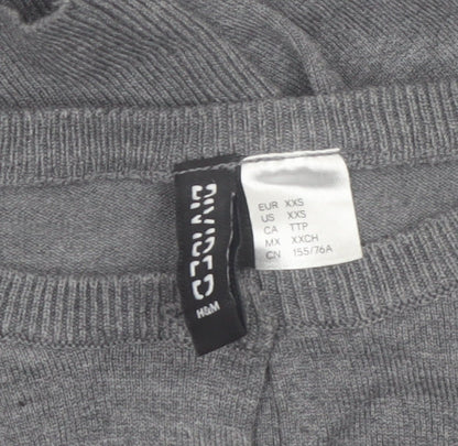 H&M Divided Womens Grey Knit Long Sleeve Cardigan 2XS Slim Fit
