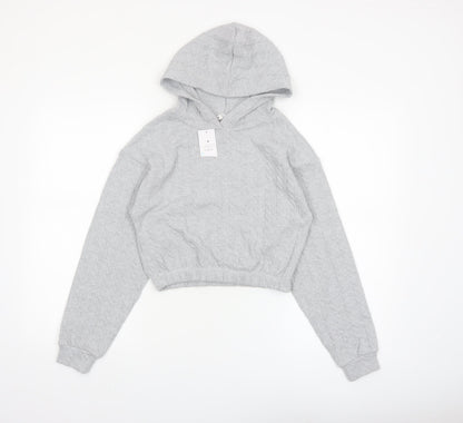 Candy Couture Girls Grey Hooded Pullover Hoodie Age 12 Lightweight Knit