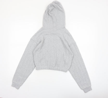 Candy Couture Girls Grey Hooded Pullover Hoodie Age 12 Lightweight Knit