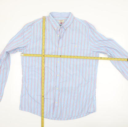 Next Men’s Blue Striped Button-Down Shirt XL Cotton Long Sleeve