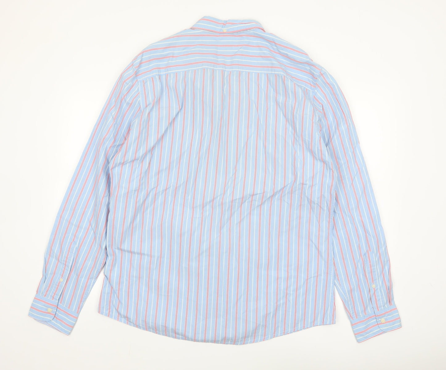 Next Men’s Blue Striped Button-Down Shirt XL Cotton Long Sleeve