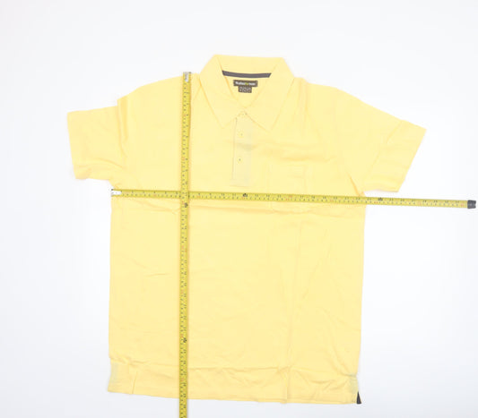 Atlas for Men Yellow Cotton Short Sleeve Polo Shirt L Regular Fit