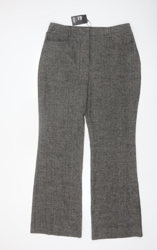Primark Women Grey Herringbone Straight Trousers Size 16