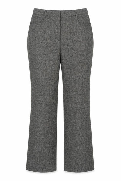 Primark Women Grey Herringbone Straight Trousers Size 16