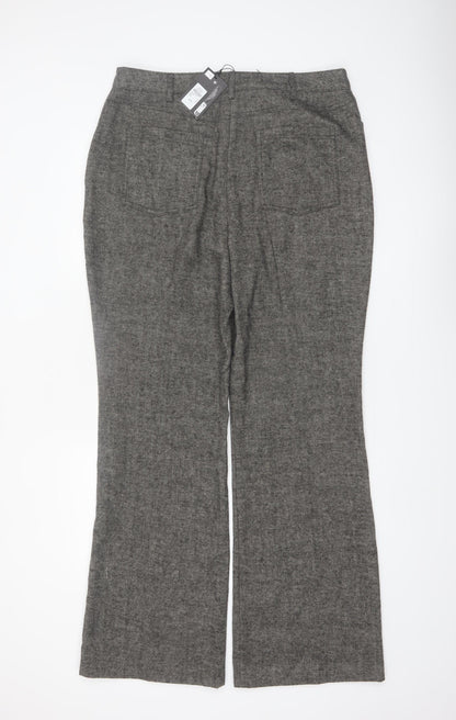 Primark Women Grey Herringbone Straight Trousers Size 16