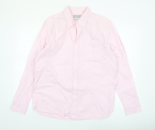 Tu Men's Pink Cotton Button-Down Long Sleeve Casual Shirt Size L