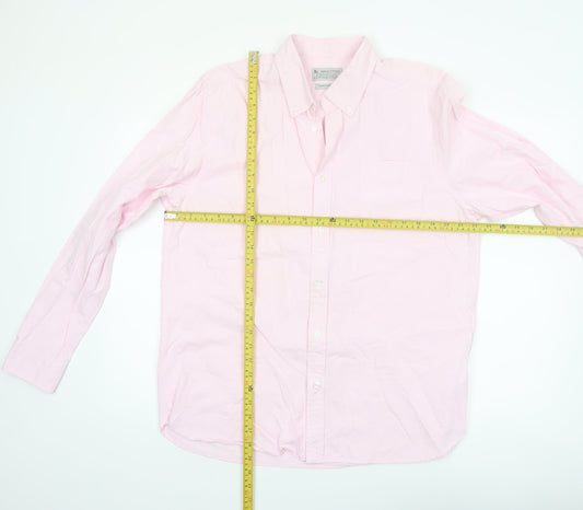 Tu Men's Pink Cotton Button-Down Long Sleeve Casual Shirt Size L
