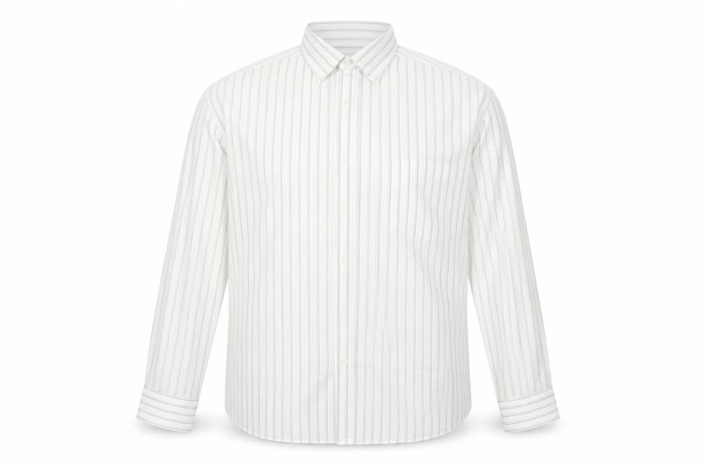 Thomas Nash Men's White Striped Long Sleeve Button-Up Shirt 16.5in Regular Fit