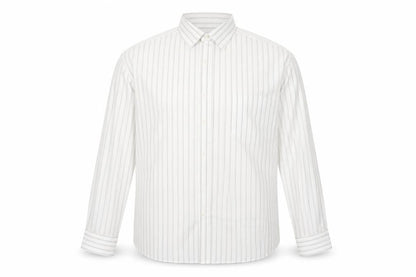 Thomas Nash Men's White Striped Long Sleeve Button-Up Shirt 16.5in Regular Fit