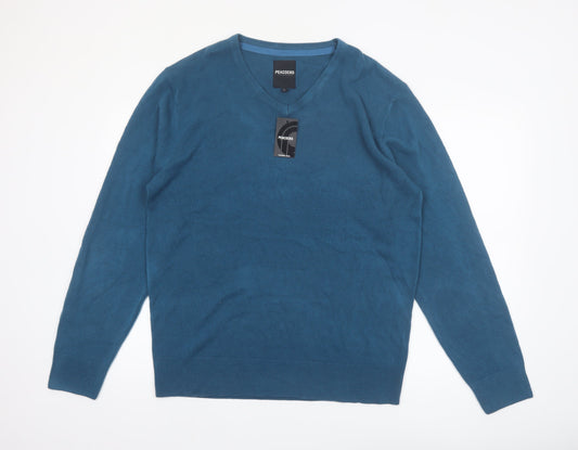 Peacocks Mens Blue V-Neck Acrylic Knit Jumper XL