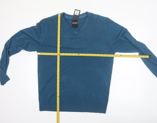 Peacocks Mens Blue V-Neck Acrylic Knit Jumper XL