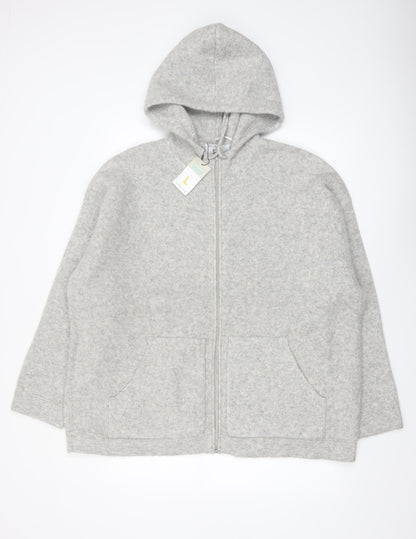 Primark Men’s Grey Wool Blend Zip Hooded Jumper Size L
