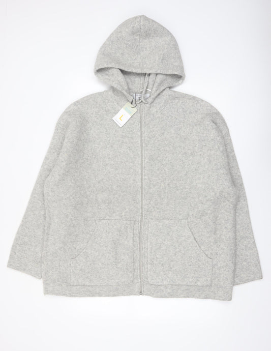 Primark Men’s Grey Wool Blend Zip Hooded Jumper Size L