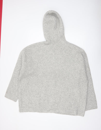 Primark Men’s Grey Wool Blend Zip Hooded Jumper Size L