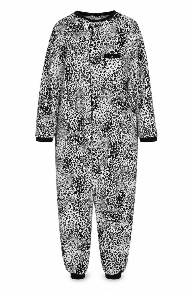 Love to Lounge Women's Black Animal Print Fleece One Piece Size 18-20
