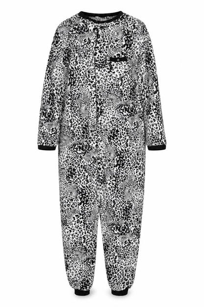 Love to Lounge Women's Black Animal Print Fleece One Piece Size 18-20