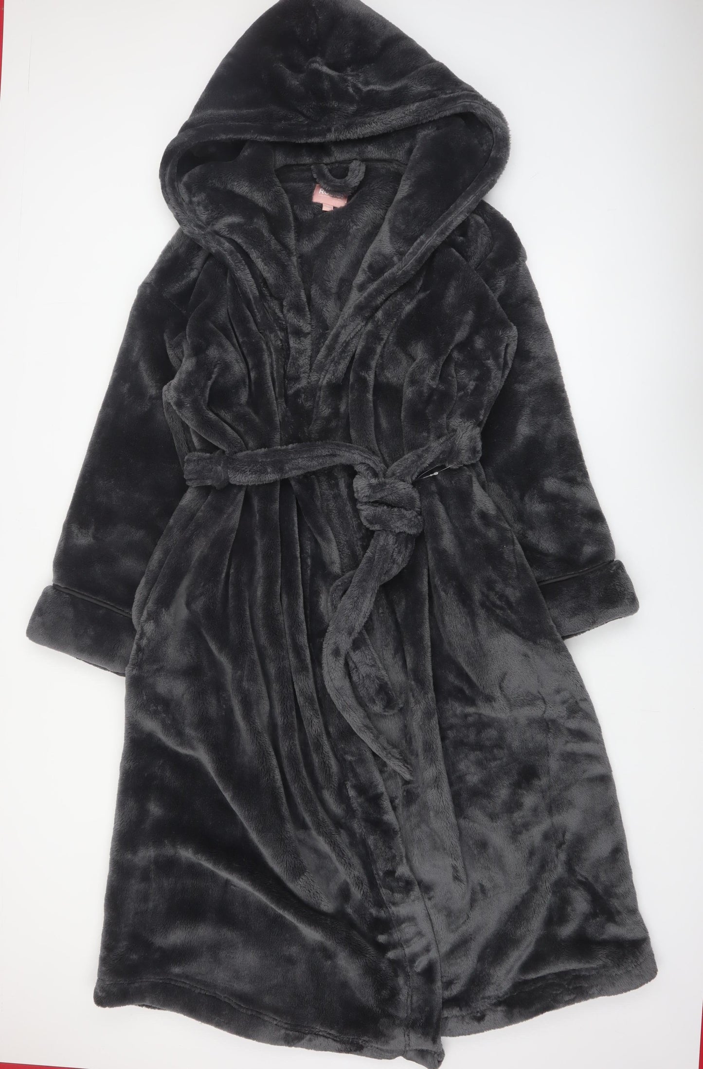 Marks and Spencer Rosie Grey Fleece Hooded Tie Belt Women's Robe XL