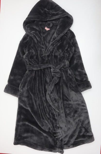 Marks and Spencer Rosie Grey Fleece Hooded Tie Belt Women's Robe XL