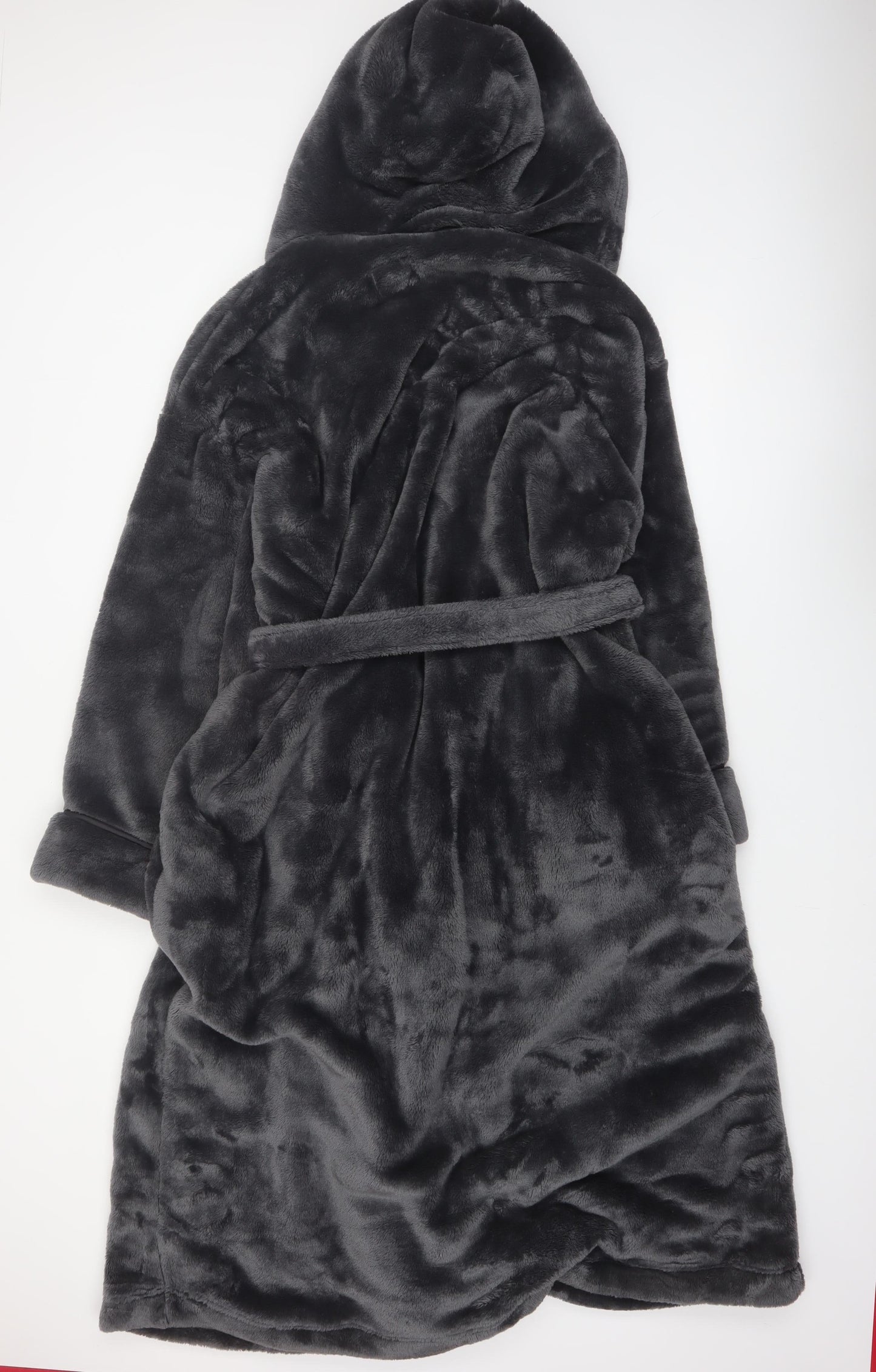 Marks and Spencer Rosie Grey Fleece Hooded Tie Belt Women's Robe XL