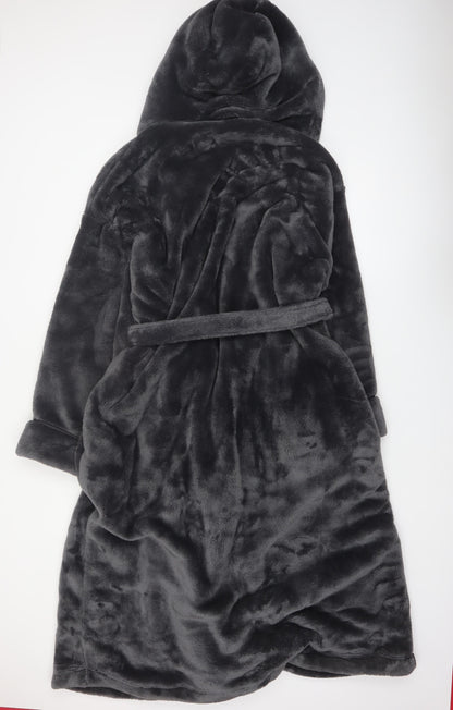 Marks and Spencer Rosie Grey Fleece Hooded Tie Belt Women's Robe XL