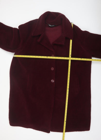 Yours Womens Red Plus Size 22 Long Buttoned Fleece Coat