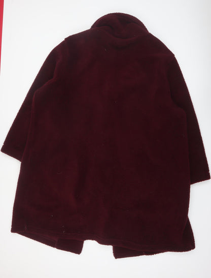 Yours Womens Red Plus Size 22 Long Buttoned Fleece Coat