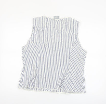 Wallis Women Blue Striped Sleeveless Cotton Blend Camisole Blouse Size 18