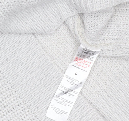 boohoo Women White Chunky Knit Crew Neck Long Sleeve Pullover Jumper S